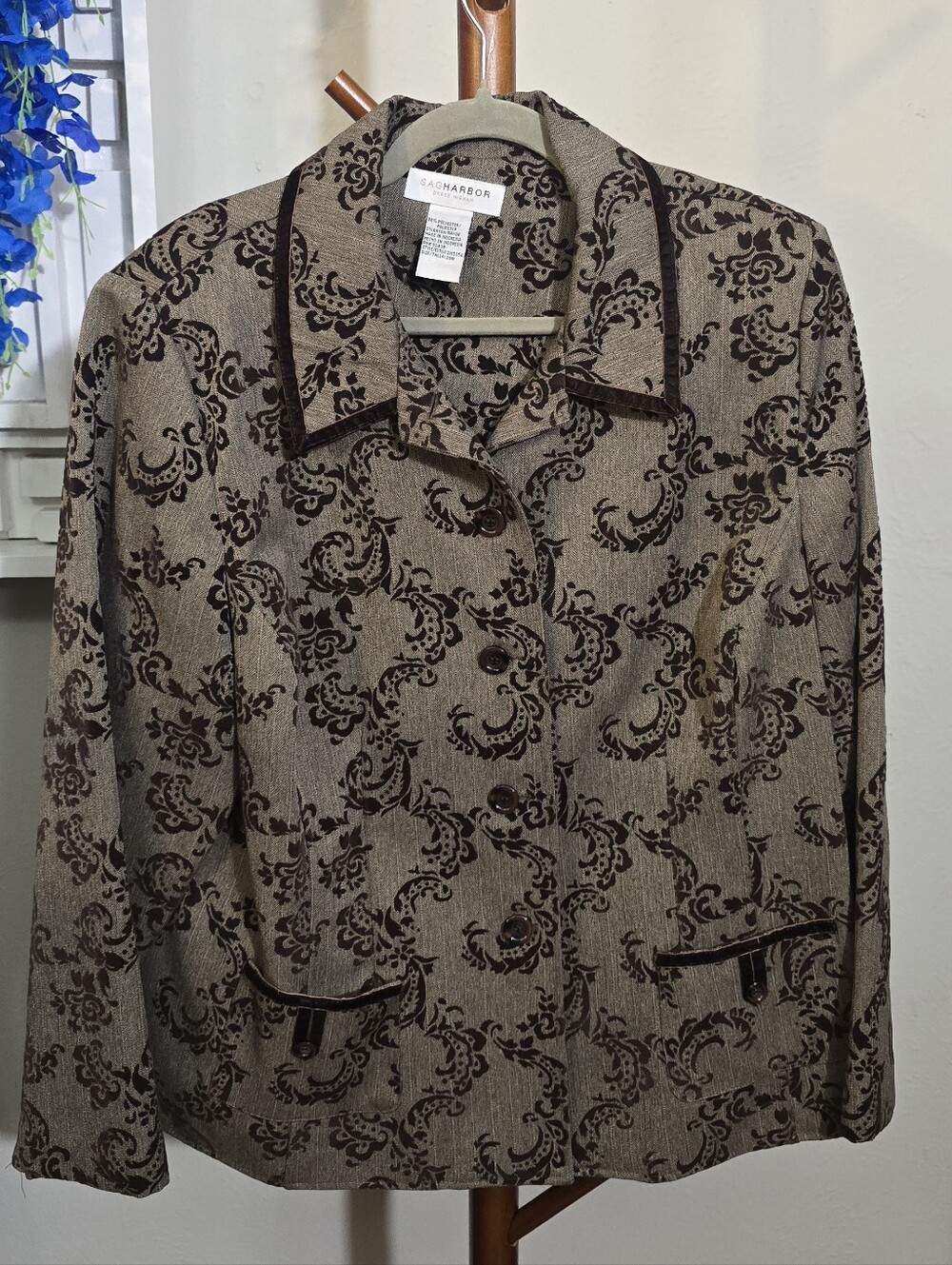 Sag Harbor 90S Brown and Black Patterned Women's Blazer Sz XL